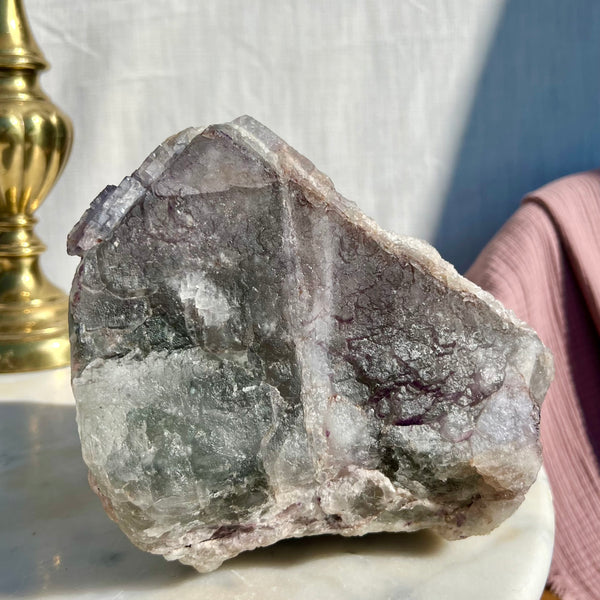 Large Colorado Fluorite cube form with iridescent overgrowths
