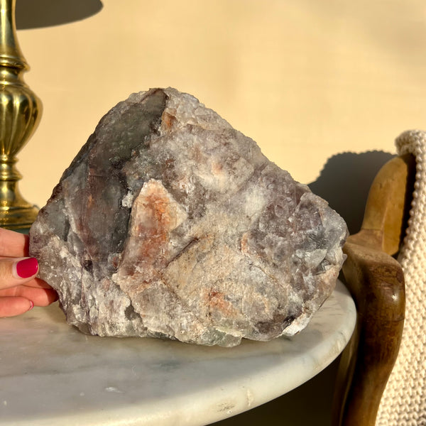 Large Colorado Fluorite cube form with iridescent overgrowths