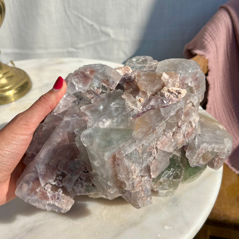 Large, Luxurious rare Green and pink Colorado Fluorite cluster