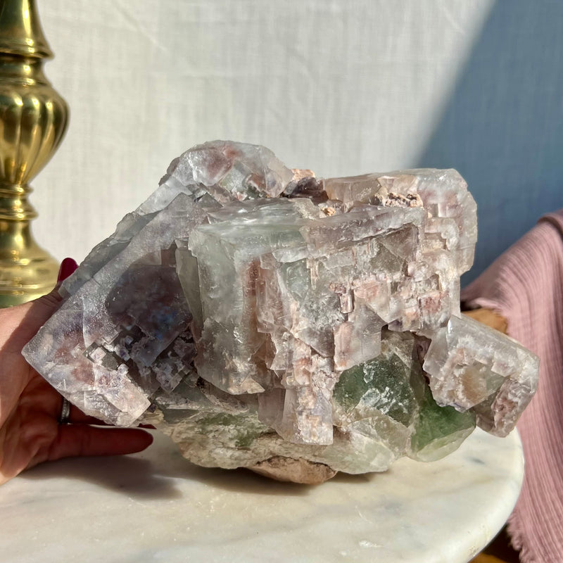 Large, Luxurious rare Green and pink Colorado Fluorite cluster