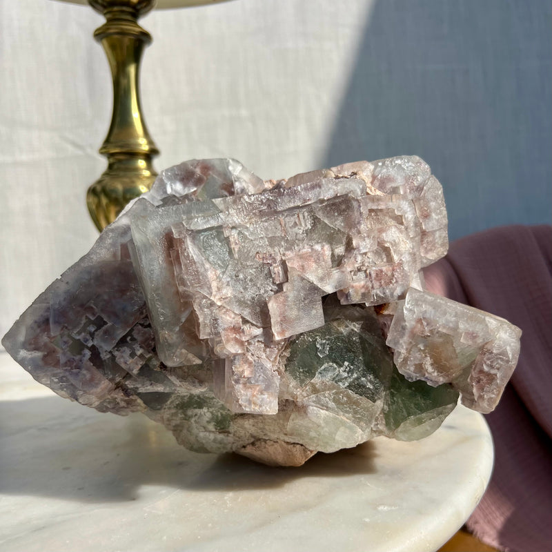 Large, Luxurious rare Green and pink Colorado Fluorite cluster