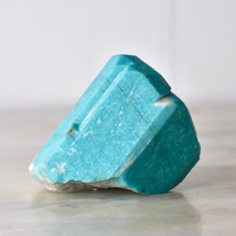 World class, white capped amazonite crystal (CH-A-27)