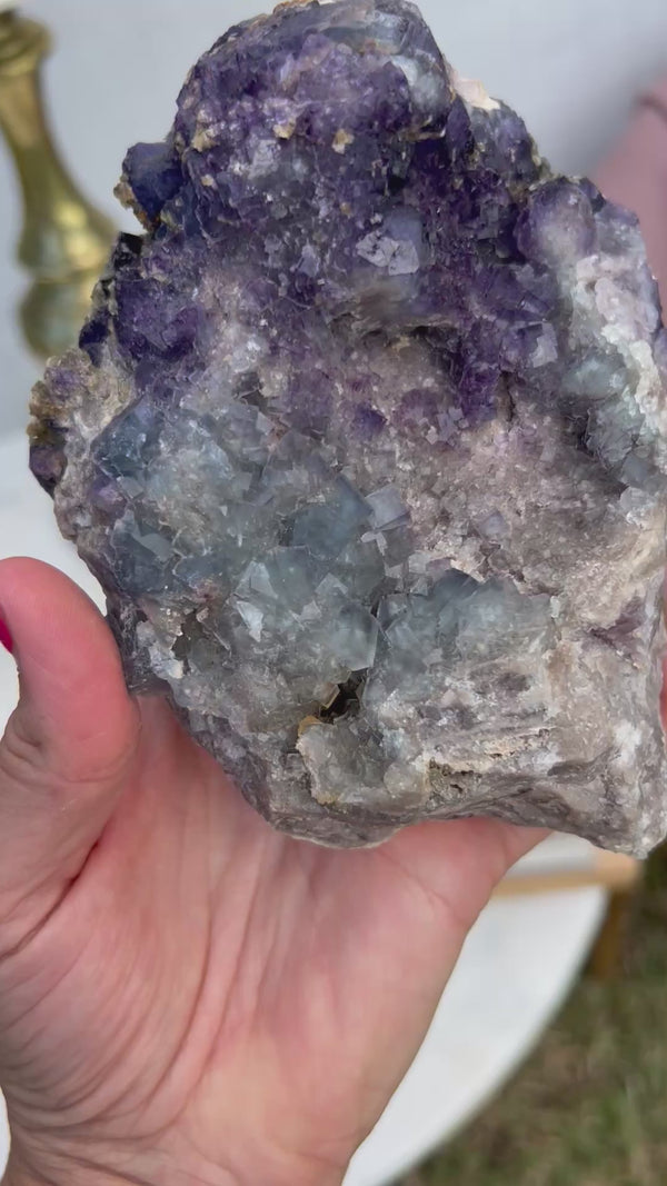Fluorite geode with purple and blue crystals, Bingham New Mexico