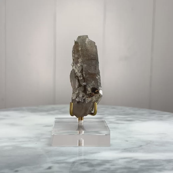 Clear capped Smoky with clay inclusions (MW-SGL-6)